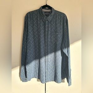 Banana republic Camden fit 100% linen floral blue button up men’s long sleeve XL